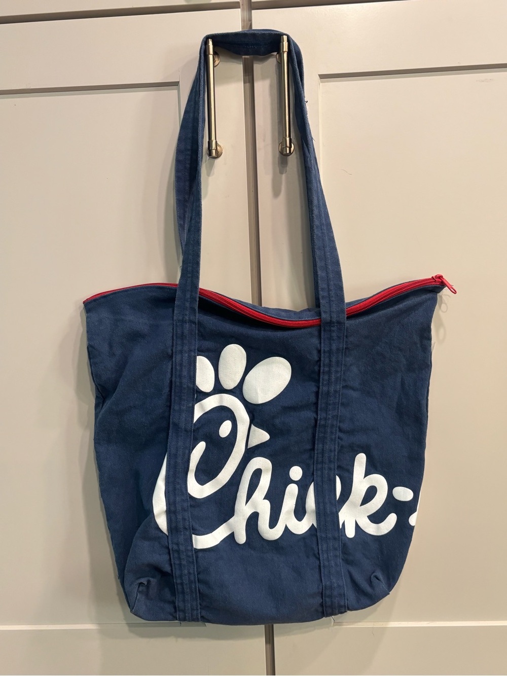 Chick-fil-A Canvas Tote Bag with Red Zipper